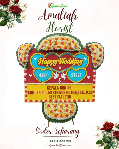 Karangan Papan Bunga Pernikahan di Maja